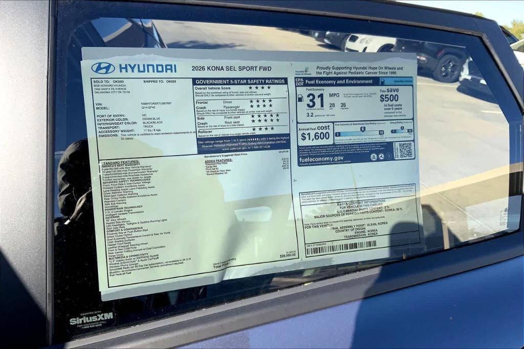 new 2026 Hyundai Kona car, priced at $23,739