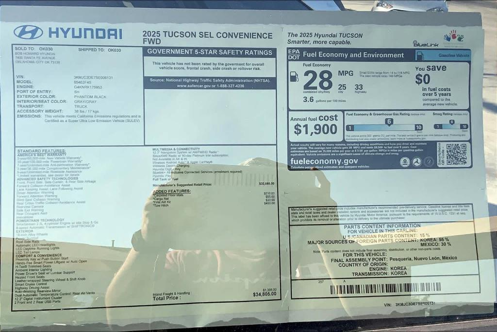 used 2025 Hyundai Tucson car, priced at $26,433