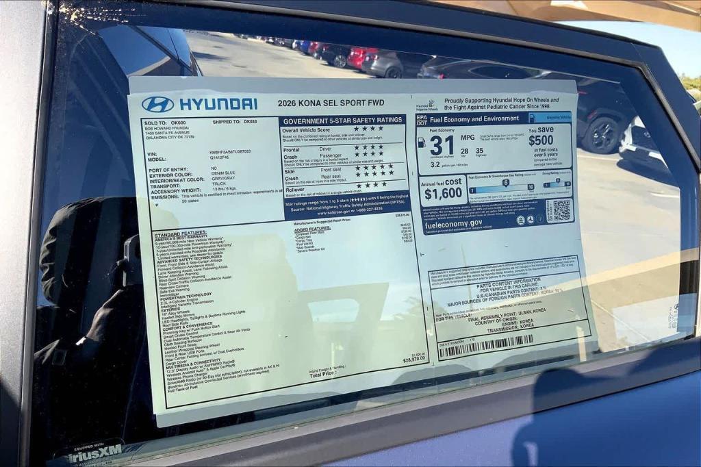 new 2026 Hyundai Kona car, priced at $23,755