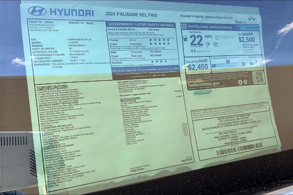 new 2024 Hyundai Palisade car, priced at $43,756