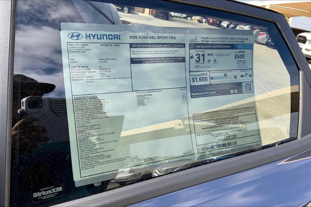 new 2026 Hyundai Kona car, priced at $23,714