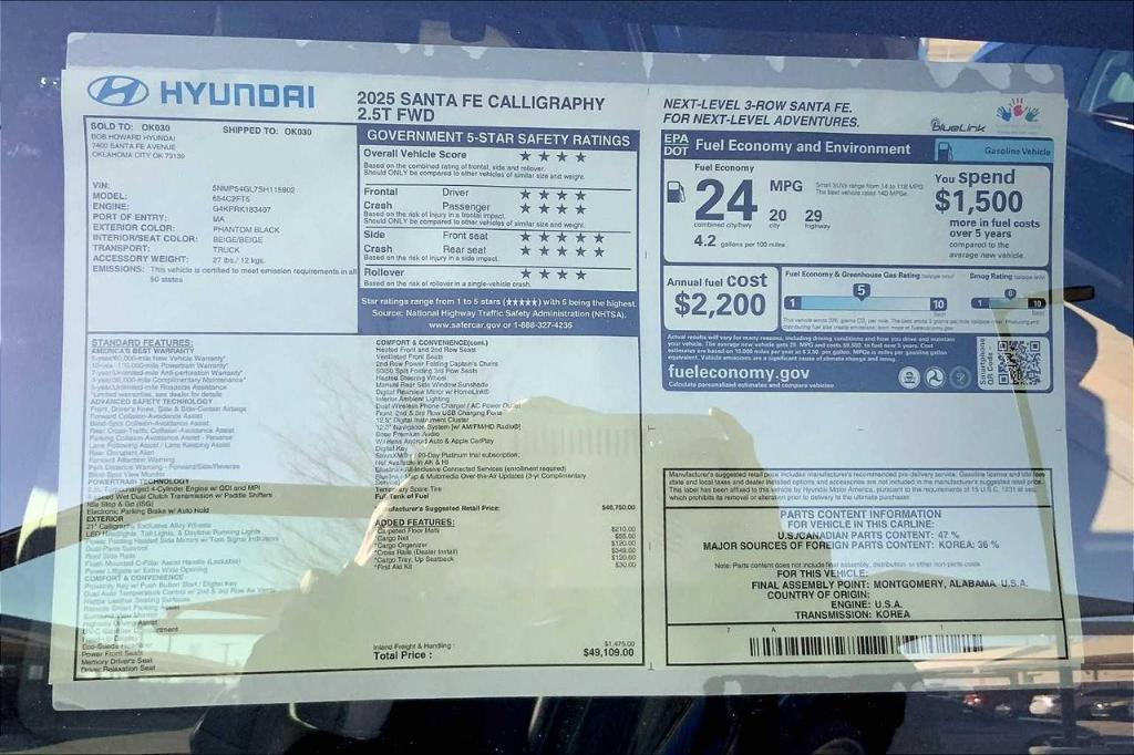 new 2025 Hyundai Santa Fe car, priced at $41,743