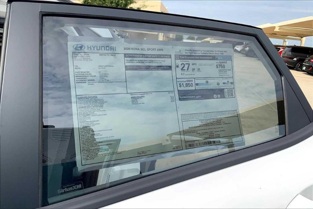 new 2026 Hyundai Kona car, priced at $24,924