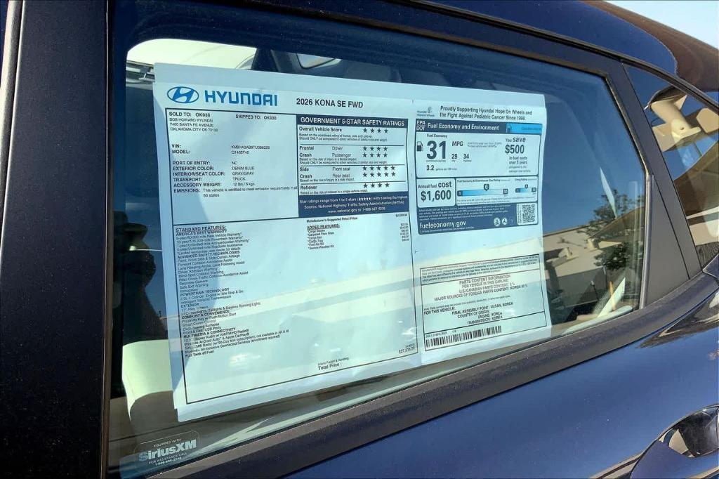 new 2026 Hyundai Kona car, priced at $22,579