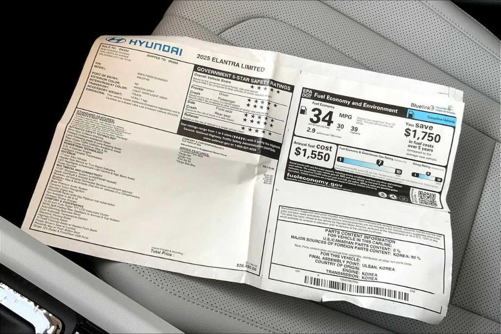 new 2025 Hyundai Elantra car, priced at $22,507