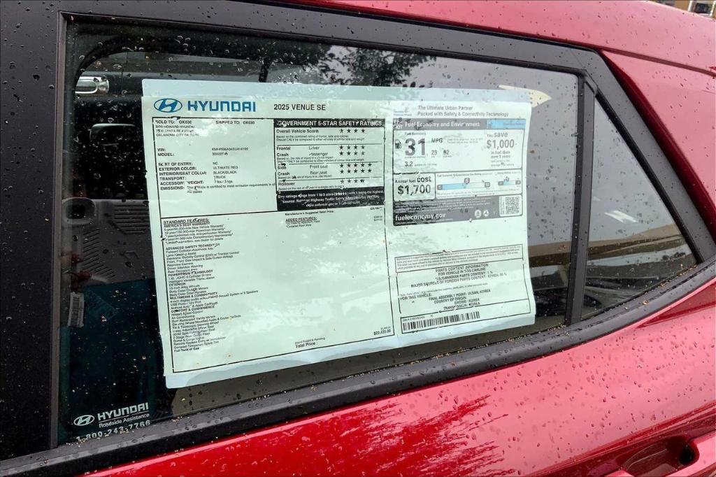 new 2025 Hyundai Venue car, priced at $18,621