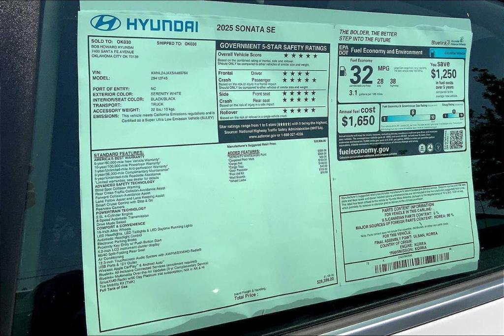 new 2025 Hyundai Sonata car, priced at $23,518