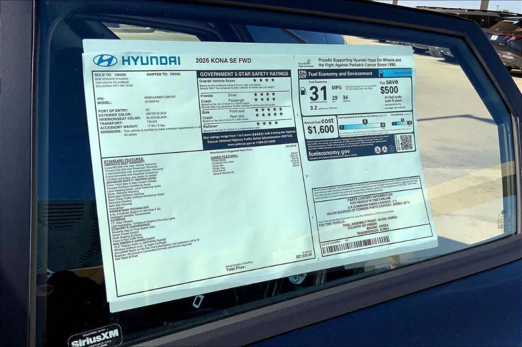 new 2026 Hyundai Kona car, priced at $22,579