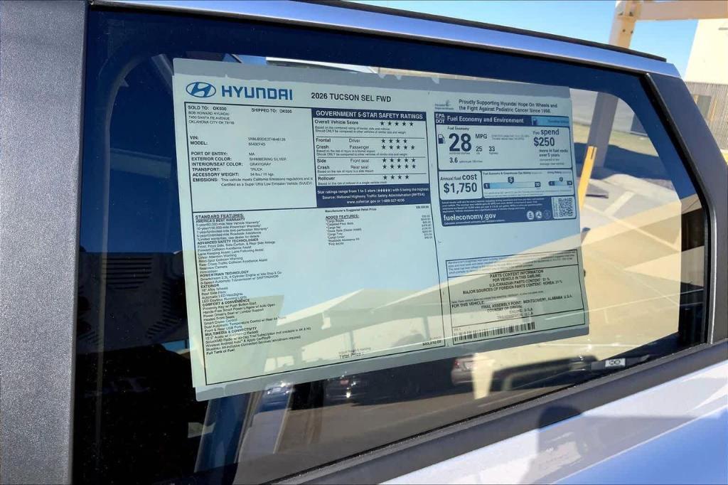 new 2026 Hyundai Tucson car, priced at $27,980