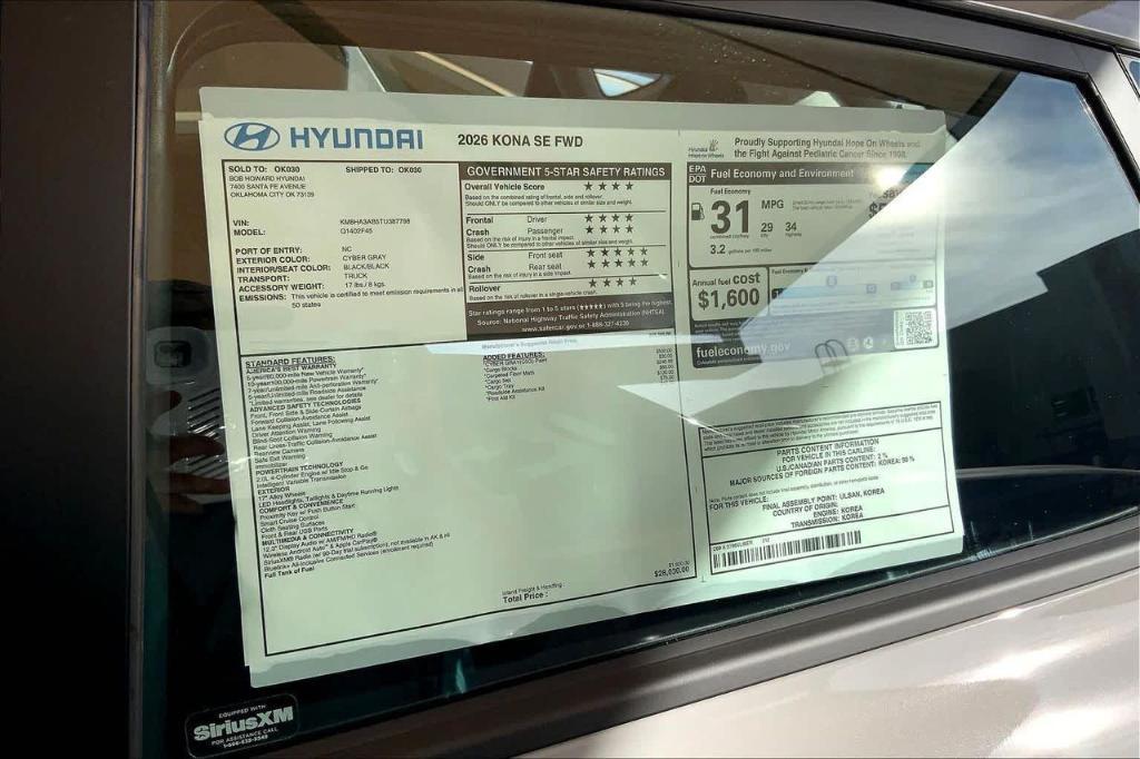 new 2026 Hyundai Kona car, priced at $22,985