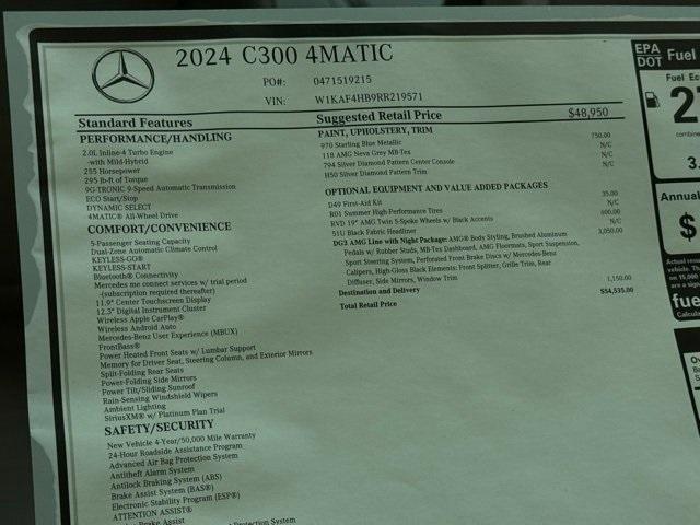 used 2024 Mercedes-Benz C-Class car, priced at $46,880