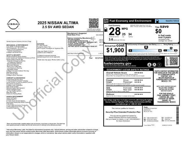 new 2025 Nissan Altima car, priced at $29,478