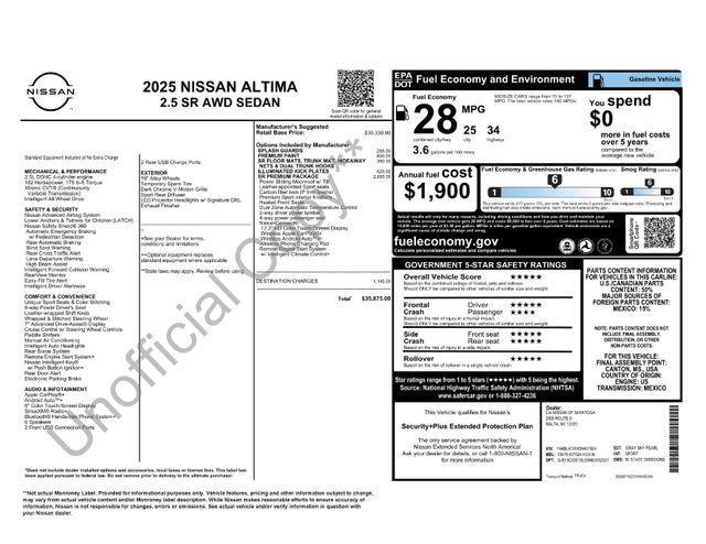 new 2025 Nissan Altima car, priced at $33,874