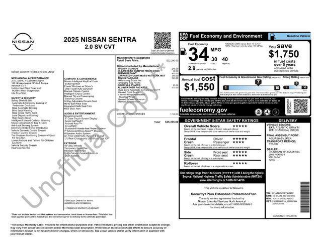 new 2025 Nissan Sentra car, priced at $23,495