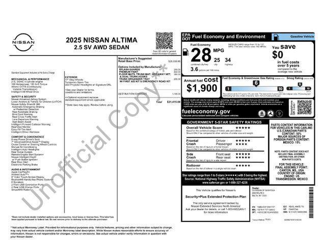 new 2025 Nissan Altima car, priced at $29,793