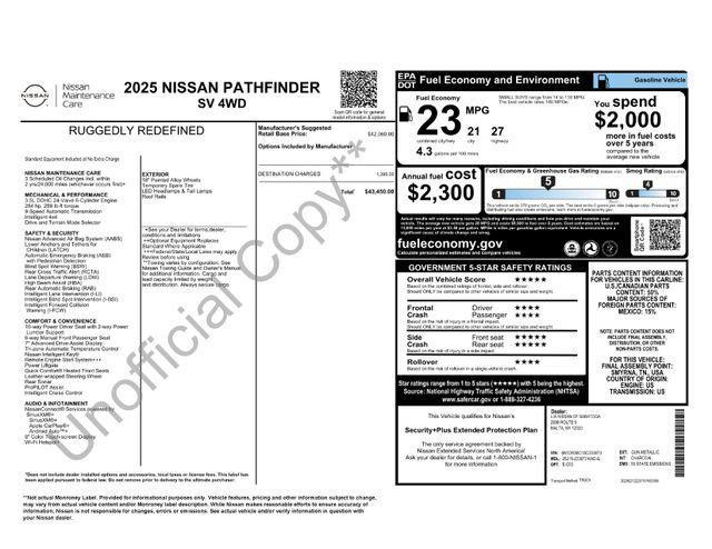 new 2025 Nissan Pathfinder car, priced at $41,950