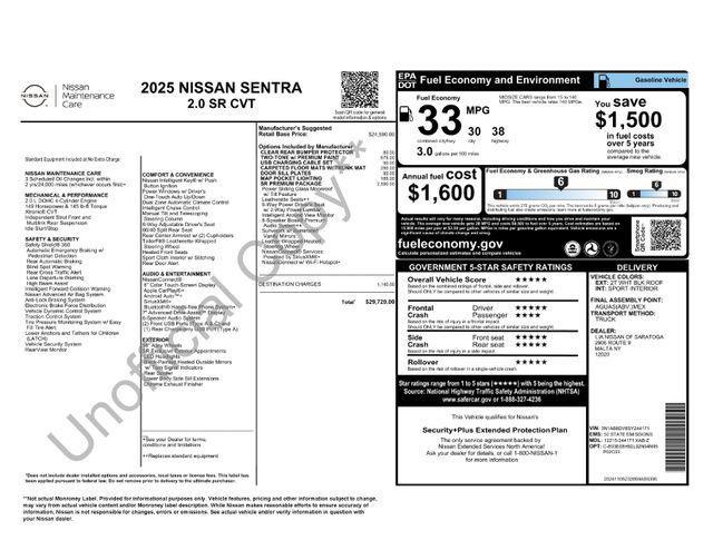 new 2025 Nissan Sentra car, priced at $29,720
