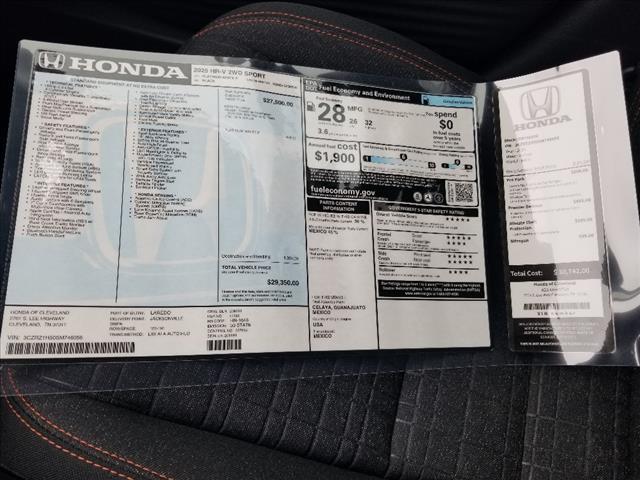 new 2025 Honda HR-V car, priced at $29,350