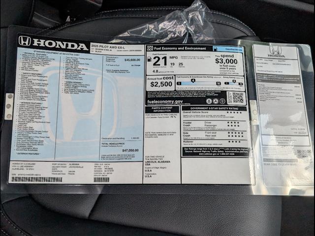 new 2025 Honda Pilot car, priced at $47,050