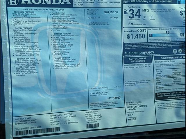 new 2026 Honda Civic car, priced at $27,790