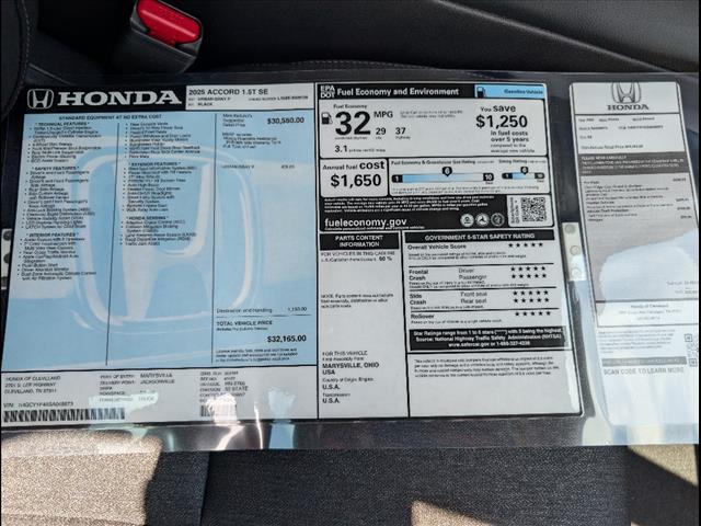 new 2025 Honda Accord car, priced at $32,165