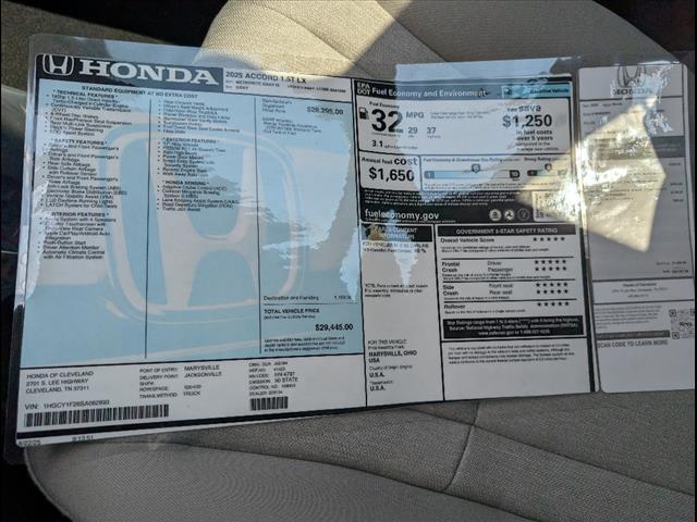 new 2025 Honda Accord car, priced at $29,445