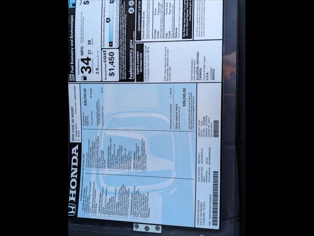 new 2026 Honda Civic car, priced at $28,245