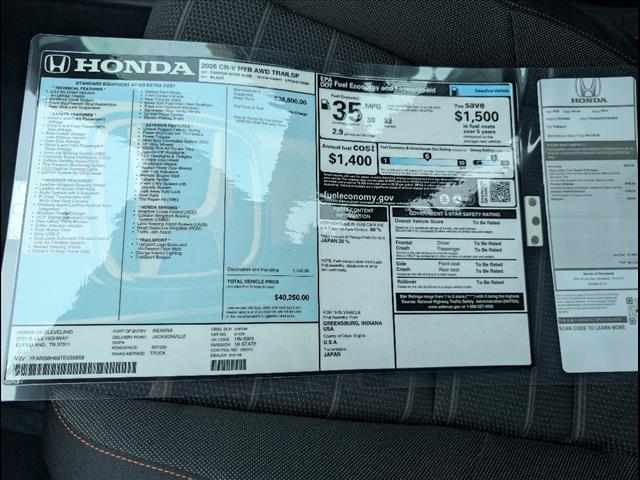 new 2026 Honda CR-V Hybrid car, priced at $40,250