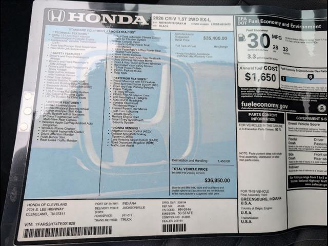 new 2026 Honda CR-V car, priced at $36,850