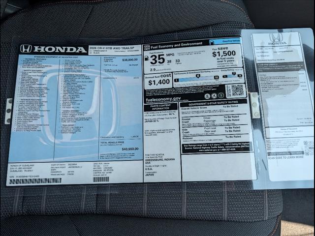 new 2026 Honda CR-V Hybrid car, priced at $40,650