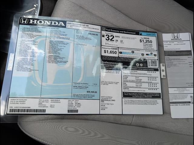 new 2025 Honda Accord car, priced at $32,165