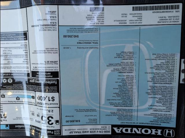 new 2026 Honda CR-V Hybrid car, priced at $40,250