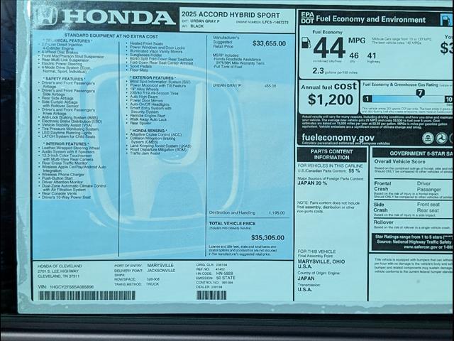 new 2025 Honda Accord Hybrid car, priced at $35,305