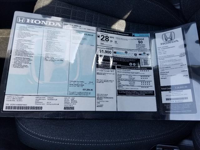 new 2025 Honda HR-V car, priced at $27,250