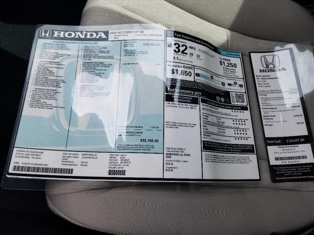 new 2025 Honda Accord car, priced at $32,165