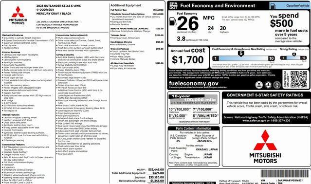 used 2023 Mitsubishi Outlander car, priced at $23,599