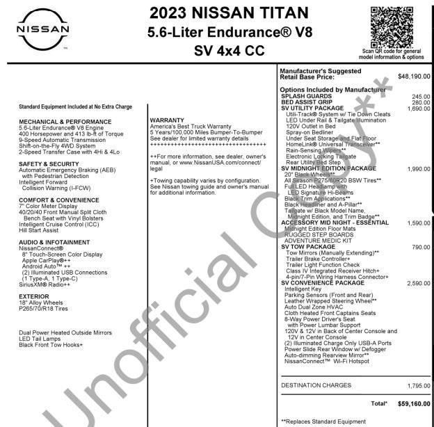 used 2023 Nissan Titan car, priced at $37,999