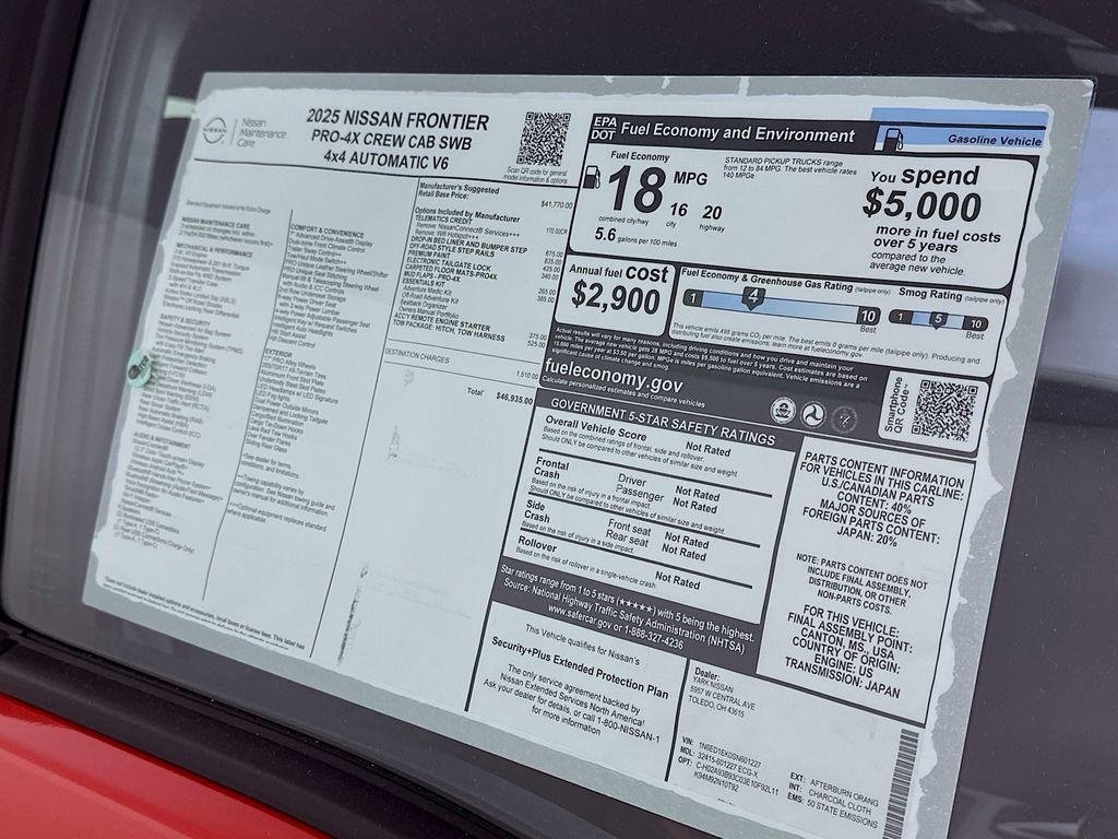 new 2025 Nissan Frontier car, priced at $45,935