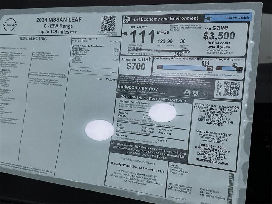 new 2024 Nissan Leaf car, priced at $30,030