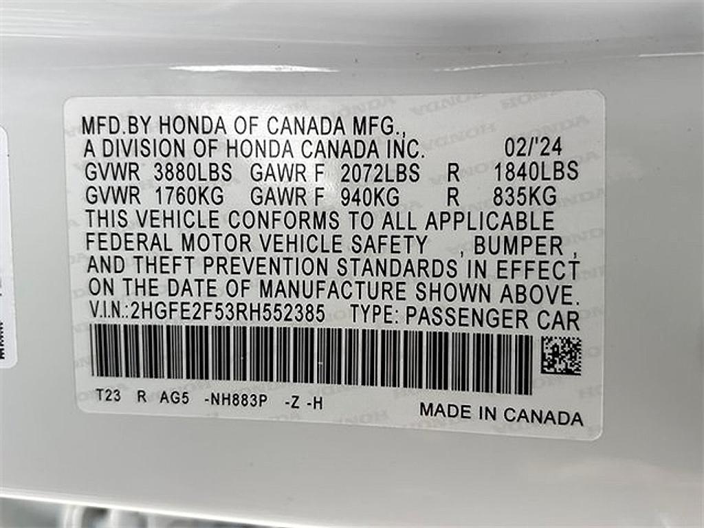 used 2024 Honda Civic car, priced at $24,982