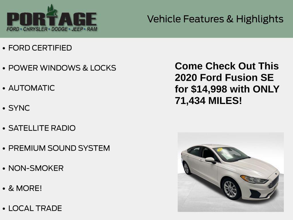 used 2020 Ford Fusion car, priced at $14,498