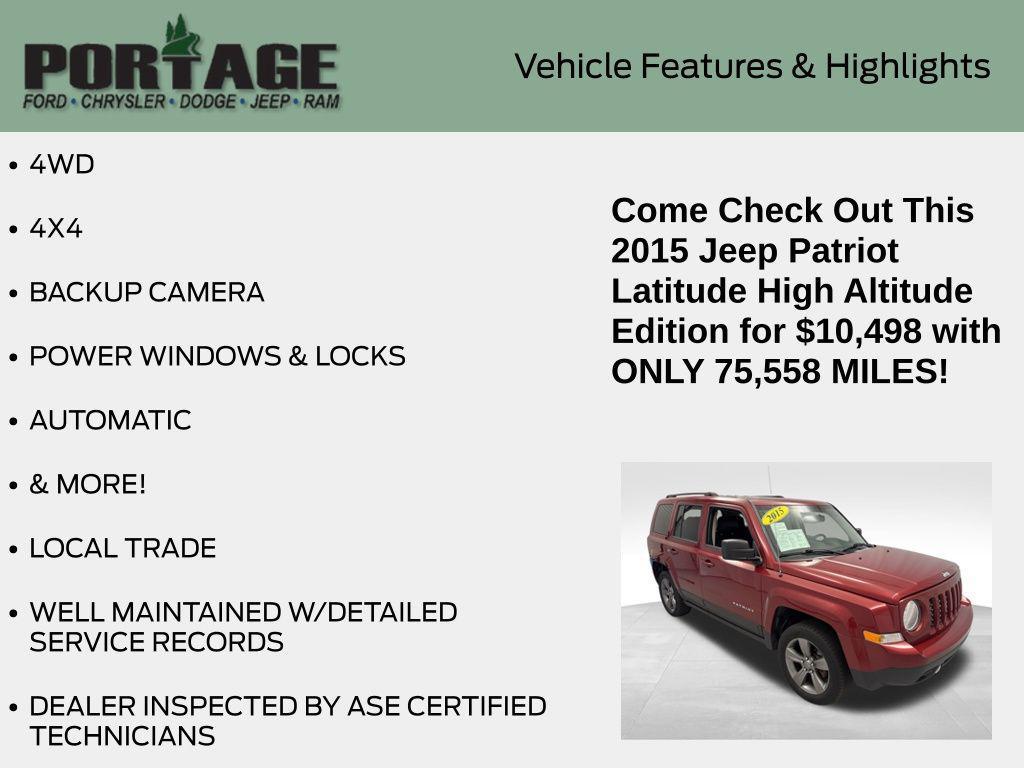 used 2015 Jeep Patriot car, priced at $10,498