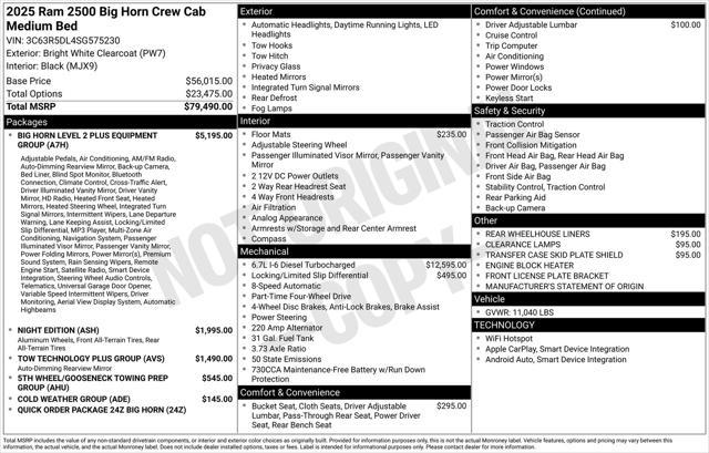 new 2025 Ram 2500 car, priced at $74,021