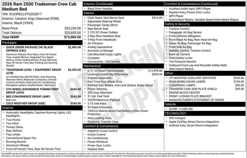 new 2026 Ram 2500 car, priced at $66,787