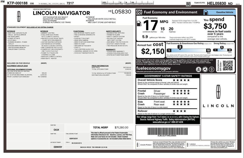 used 2017 Lincoln Navigator car, priced at $9,998