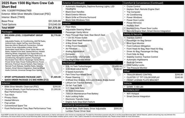 new 2025 Ram 1500 car, priced at $51,308