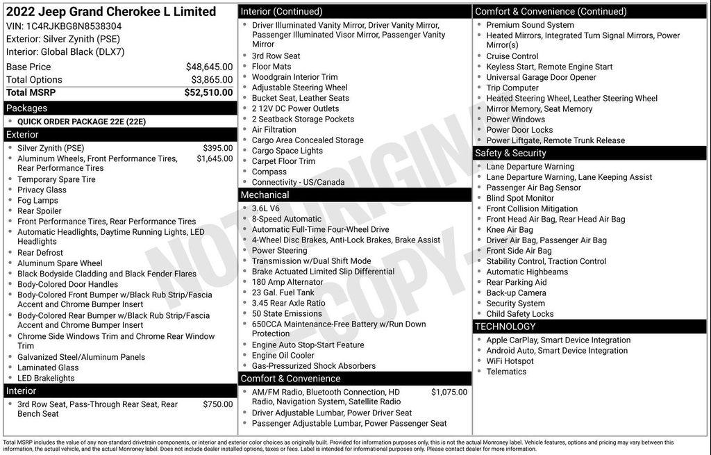 used 2022 Jeep Grand Cherokee L car, priced at $33,498