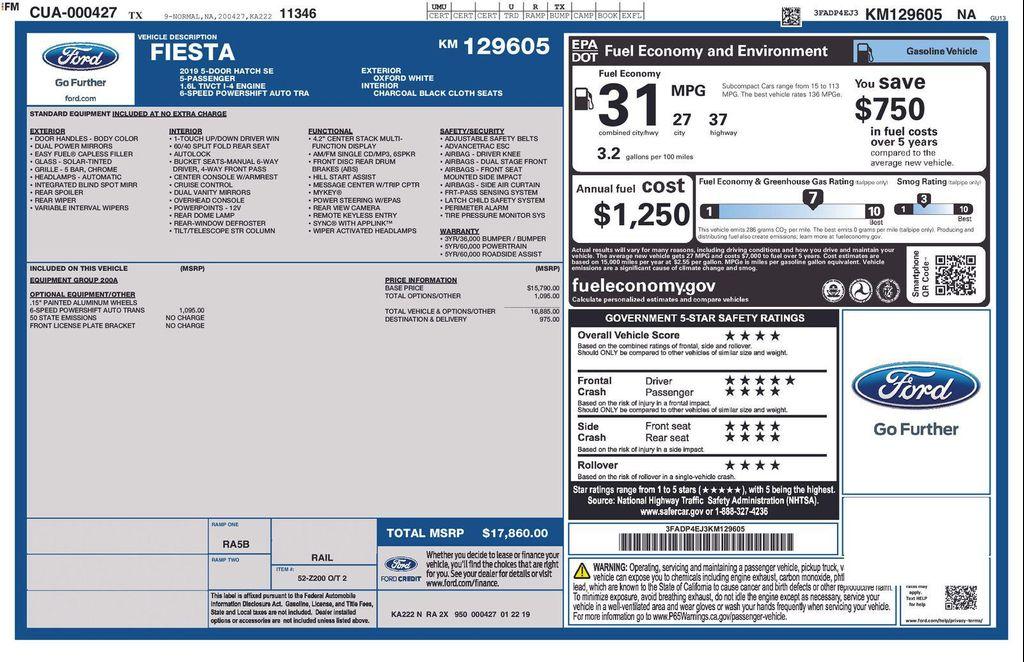 used 2019 Ford Fiesta car, priced at $12,998