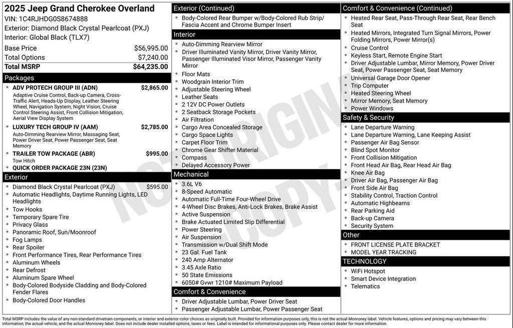 new 2025 Jeep Grand Cherokee car, priced at $61,121