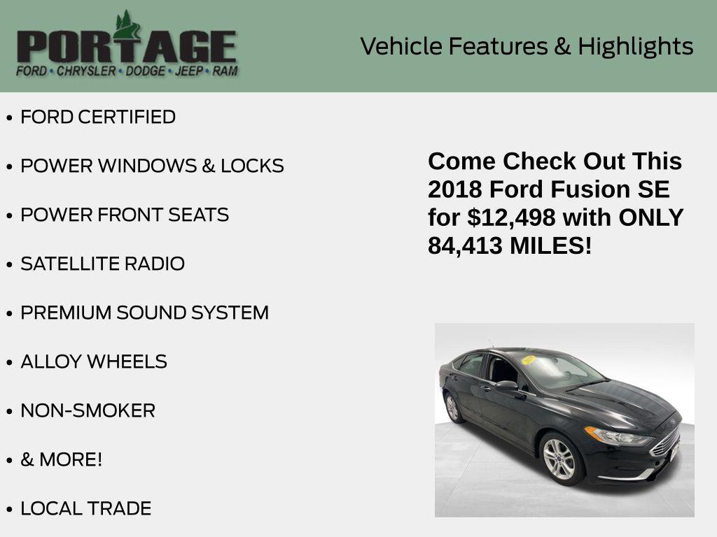 used 2018 Ford Fusion car, priced at $12,498